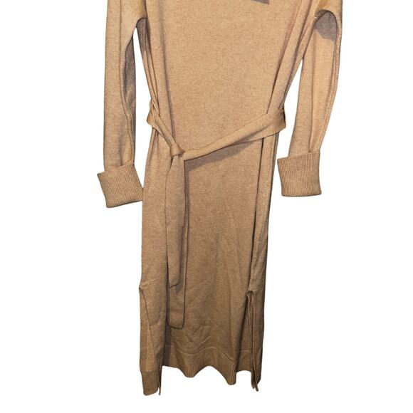 Paige Raundi Womens M Camel Shoulder Cutout Ribbed Wool Blend Sweater Dress NWT - Picture 6 of 14